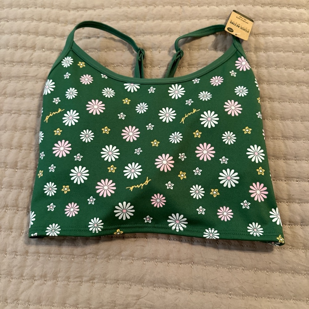 PINK Victoria's Secret Green Floral Crop Top